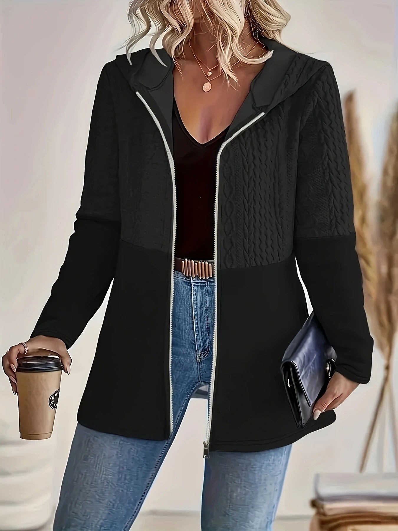 Stitching Plus Size Casual Loose Jacket Women's Clothing