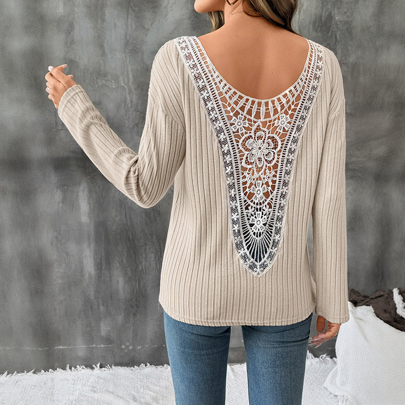 Women's Long-sleeved T-shirt Crew Neck Casual Pullover