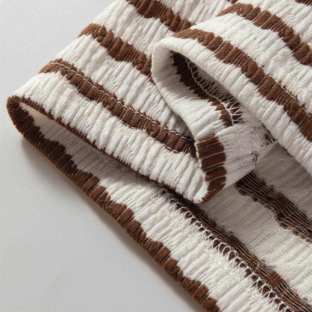 Women's Striped V-neck Long-sleeved Loose Leisure All-matching Top