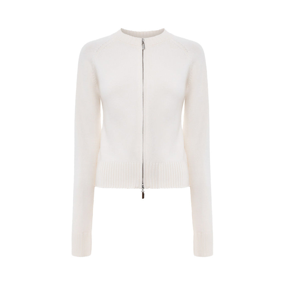 Women's Double Zipper Cardigan Thermal Knitting Coat