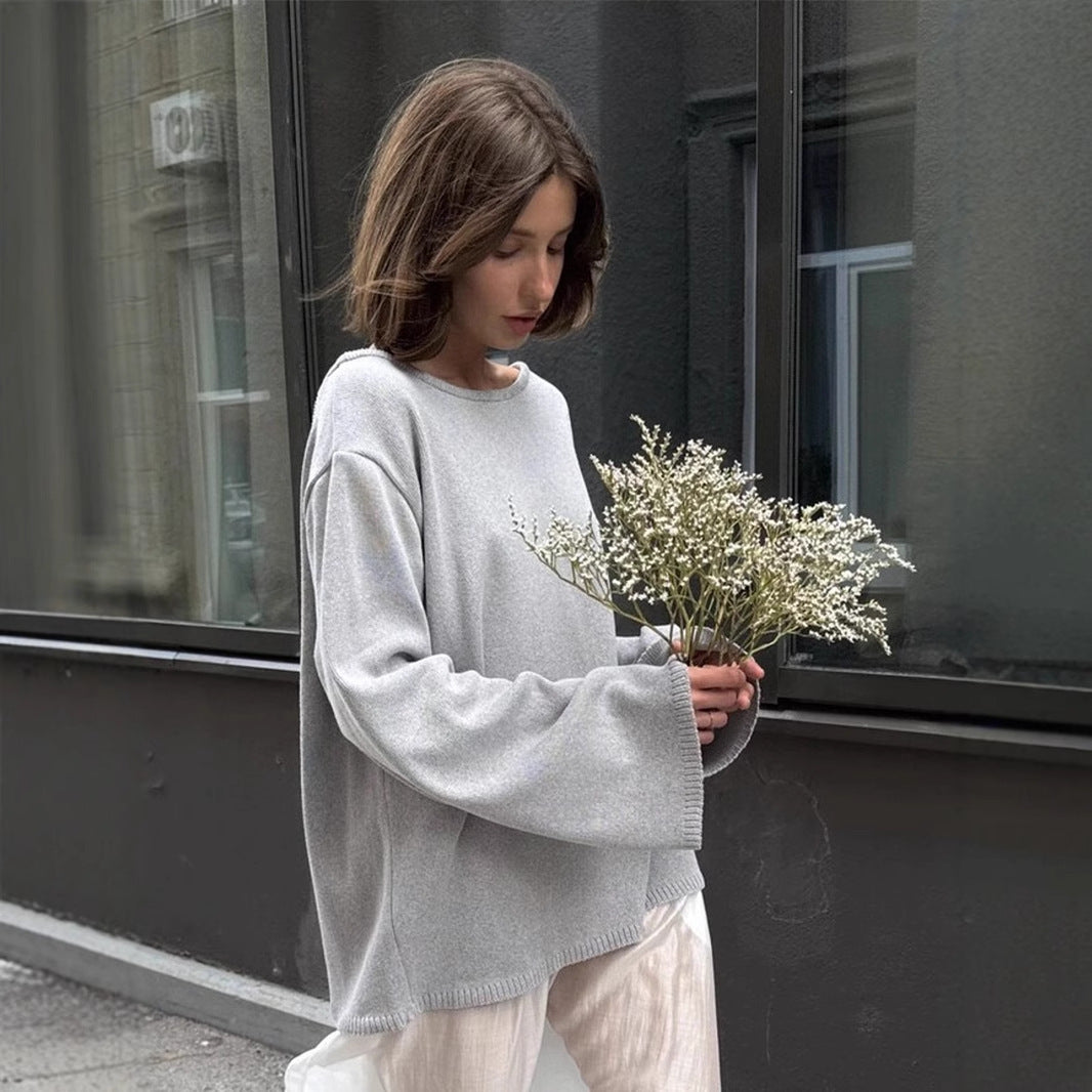 Loose And Idle Backless Knitted Sweater