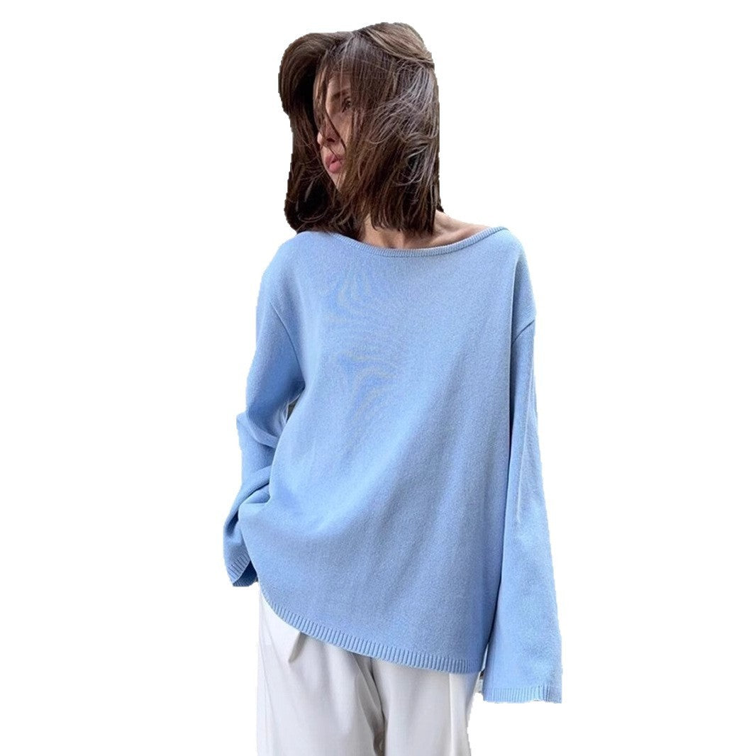 Loose And Idle Backless Knitted Sweater