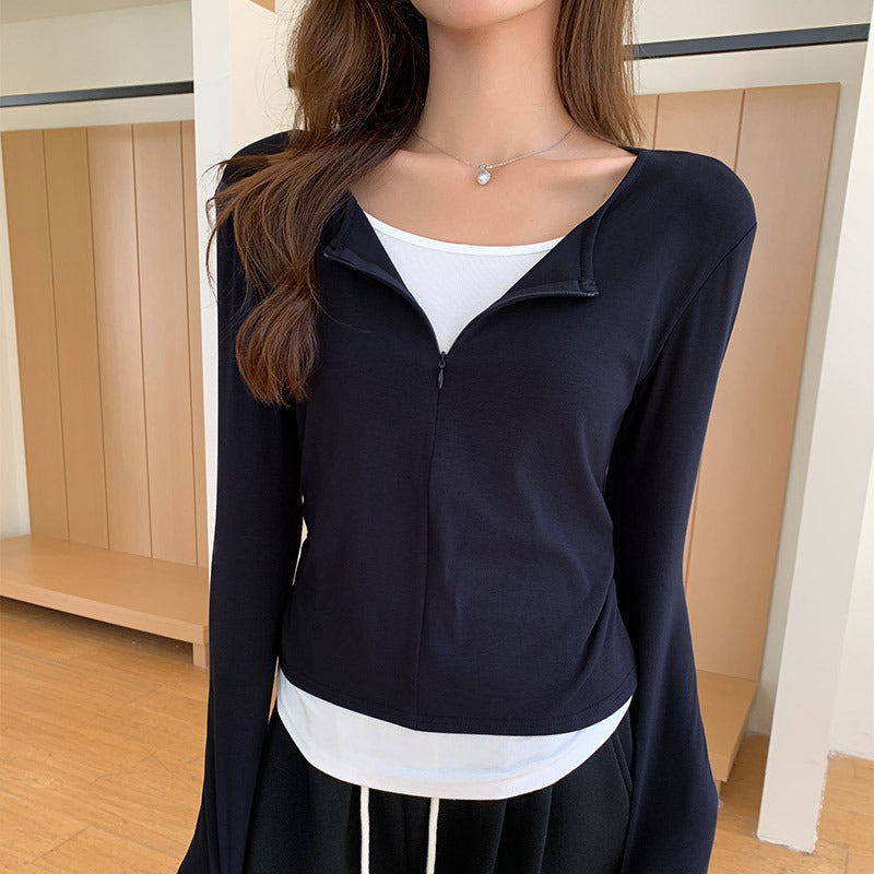 Women's Casual Pleated Bottoming Shirt Top