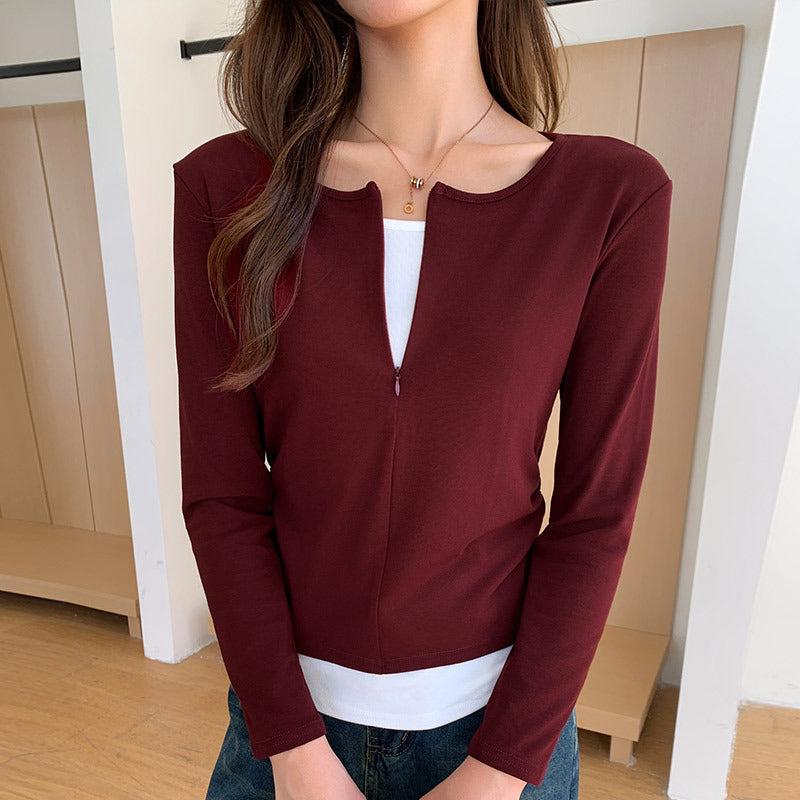 Women's Casual Pleated Bottoming Shirt Top