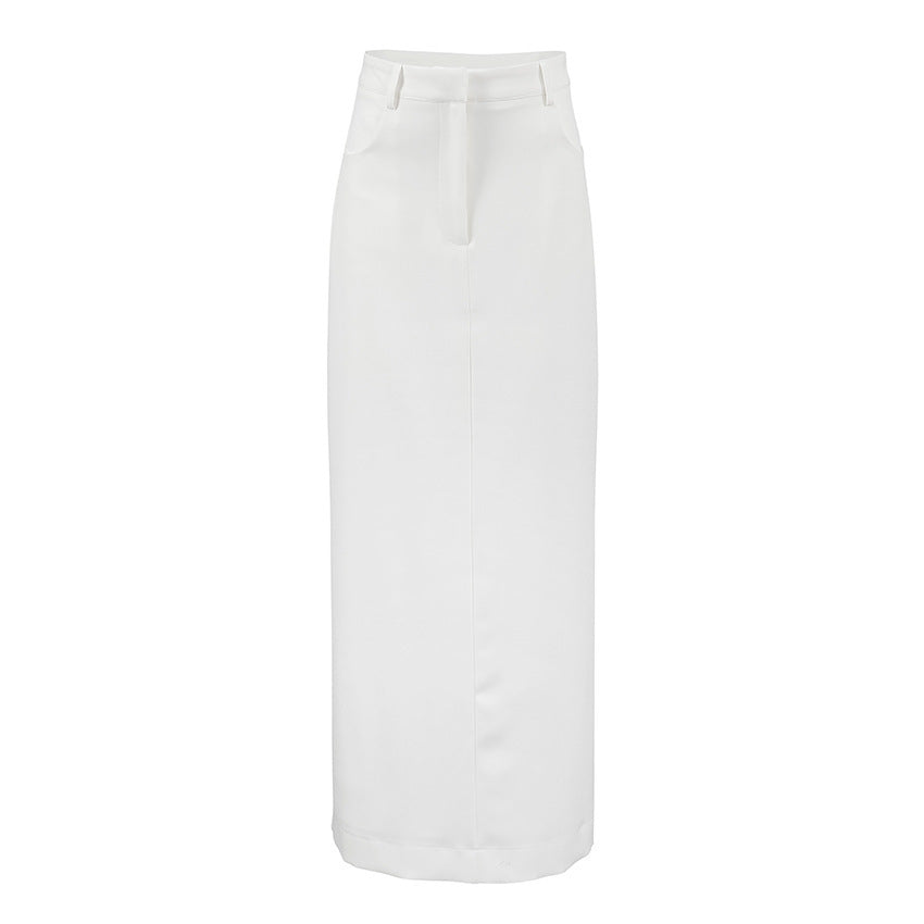 Women's Simple White Temperament Straight Casual Skirt