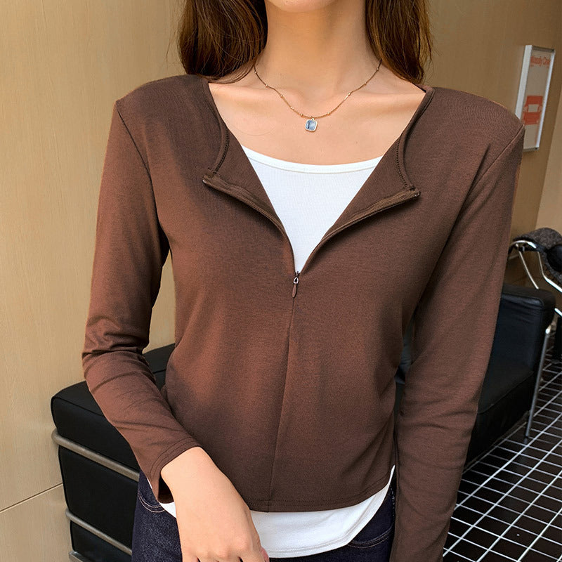 Women's Casual Pleated Bottoming Shirt Top