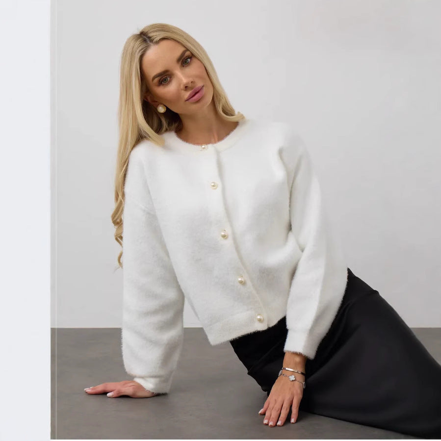 High-grade Loose Mink-like Wool Knitted Cardigan