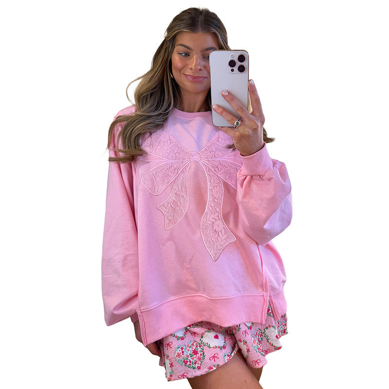 Sweet Style Big Bow Long-sleeved Top For Women