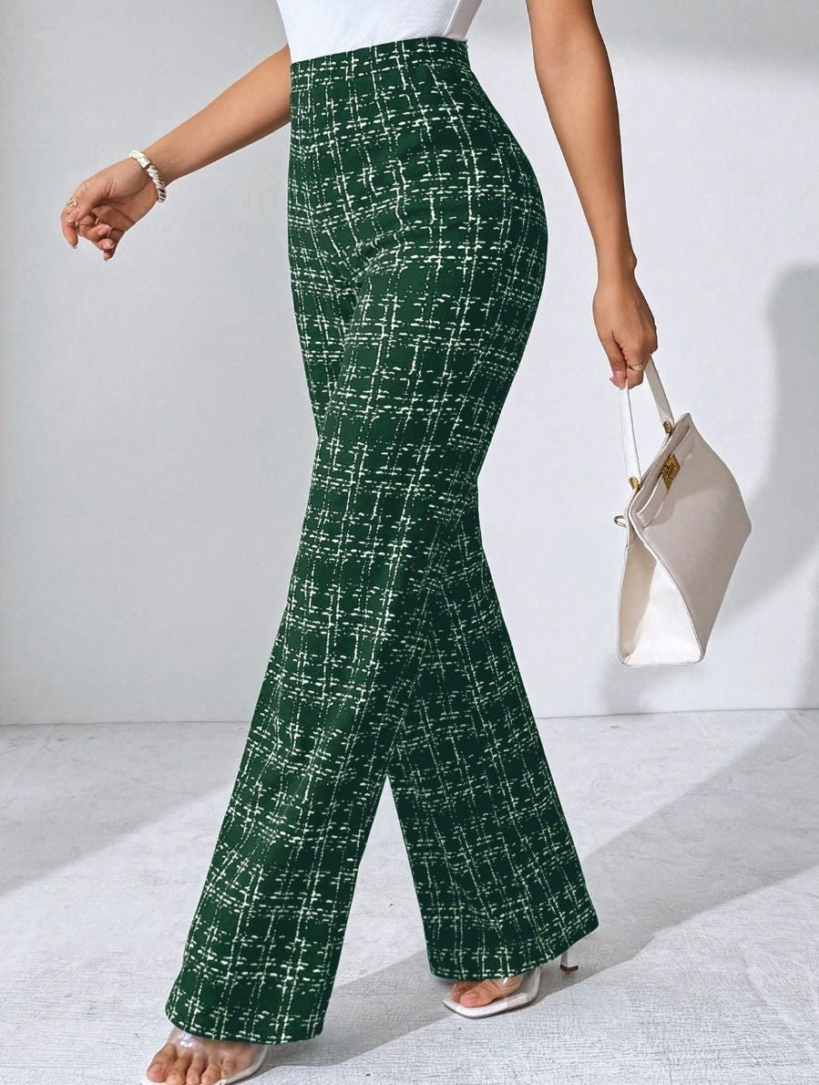 Plaid High-waist Straight-leg Women's Pants