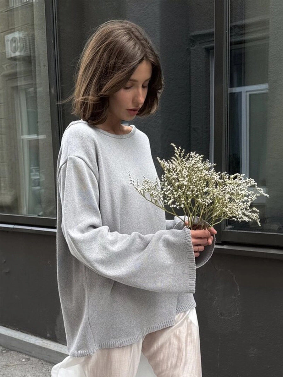Loose And Idle Backless Knitted Sweater