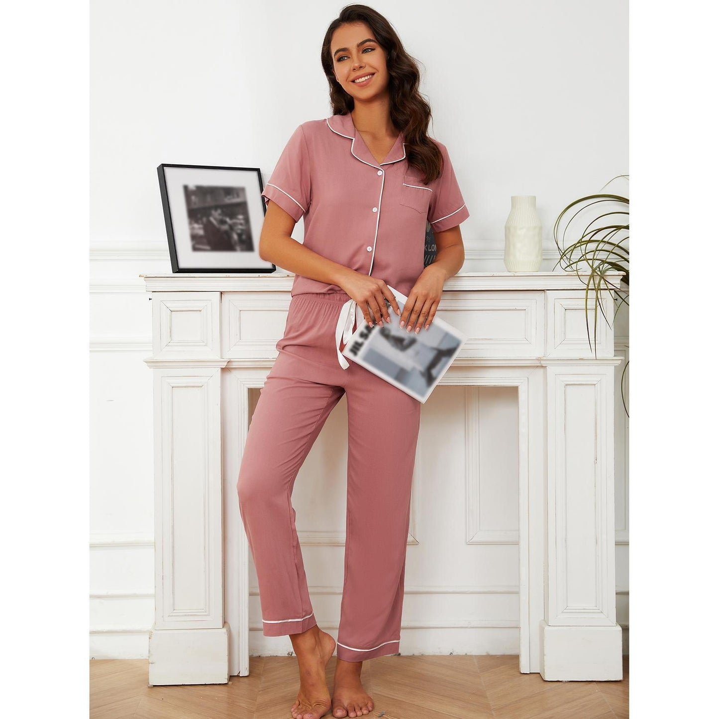 Pajamas Women's Short-sleeved Trousers Home Wear Two-piece Set