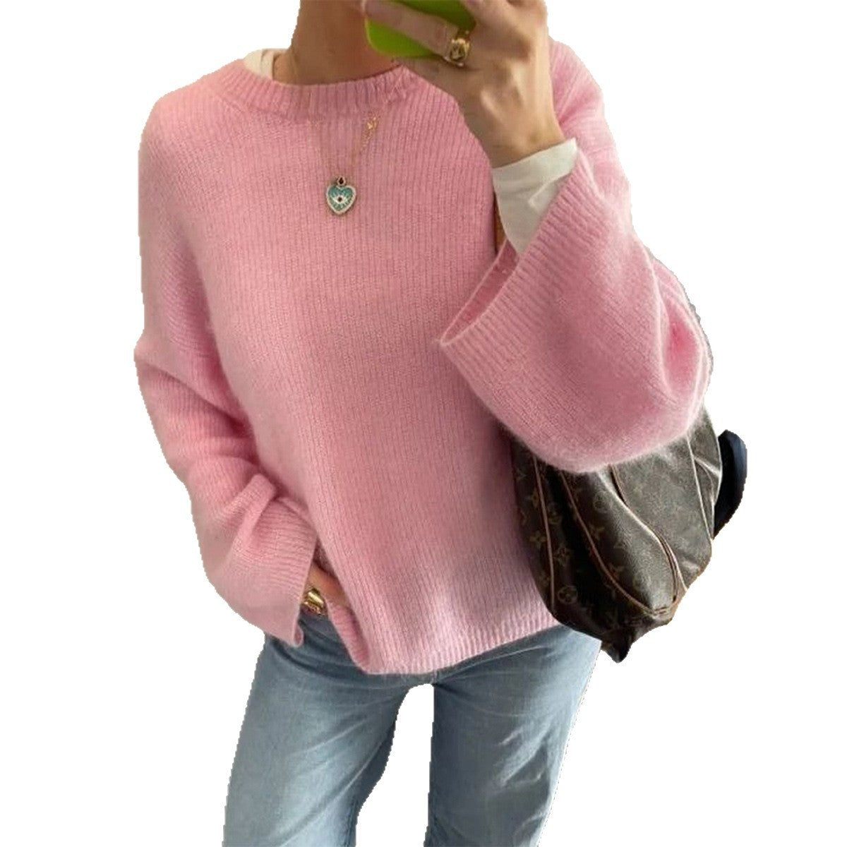Fashion Temperament Pure Color Long Sleeve Sweaters Women's Clothing