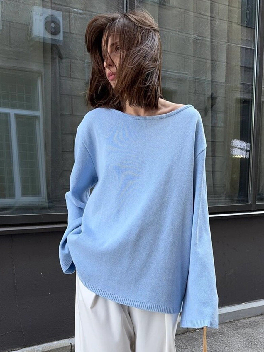 Loose And Idle Backless Knitted Sweater