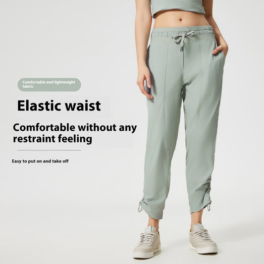 Quick-drying Breathable Running Fitness Straight Cropped Pants Ice Casual All-matching