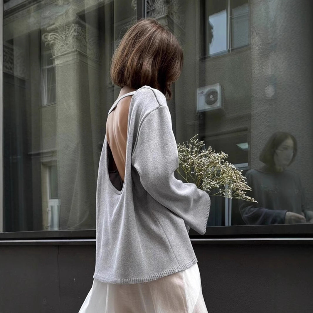 Loose And Idle Backless Knitted Sweater