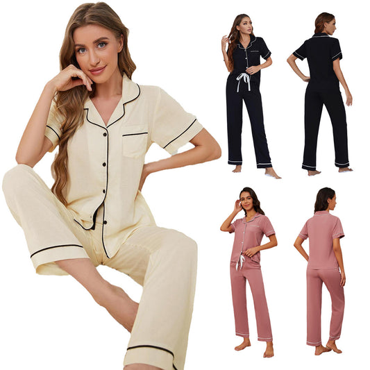 Pajamas Women's Short-sleeved Trousers Home Wear Two-piece Set